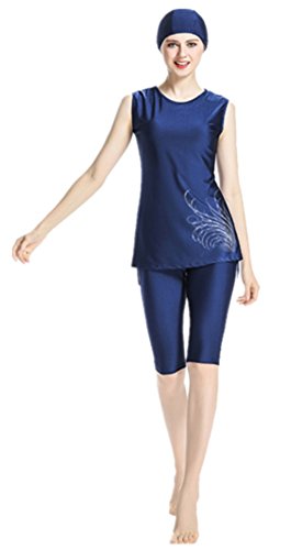 Las Mujeres de Las Mujeres Modestos Trajes de baño Traje de baño musulmán hindúes judíos Cortos Traje de baño (No-1, 3X-Large)
