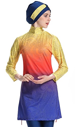 Las Mujeres de Las Mujeres Modestos Trajes de baño Traje de baño musulmán hindúes judíos Cortos Traje de baño (NO1, Medium)