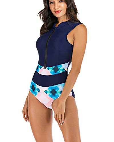 Las Mujeres De Una Pieza Atractivo Sin Mangas Cuello En V Profundo De Buceo Traje De Baño, Ropa De Playa Las Niñas Surf Natación,Azul,XL