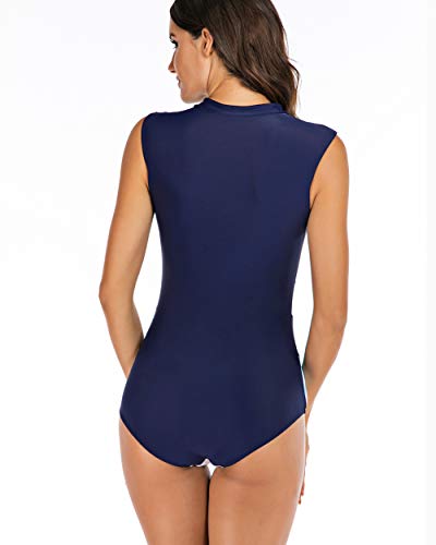 Las Mujeres De Una Pieza Atractivo Sin Mangas Cuello En V Profundo De Buceo Traje De Baño, Ropa De Playa Las Niñas Surf Natación,Azul,XL