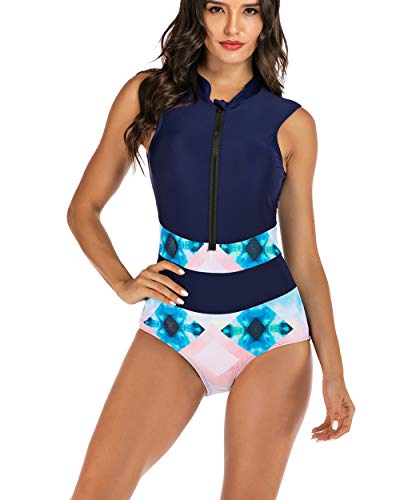 Las Mujeres De Una Pieza Atractivo Sin Mangas Cuello En V Profundo De Buceo Traje De Baño, Ropa De Playa Las Niñas Surf Natación,Azul,XL