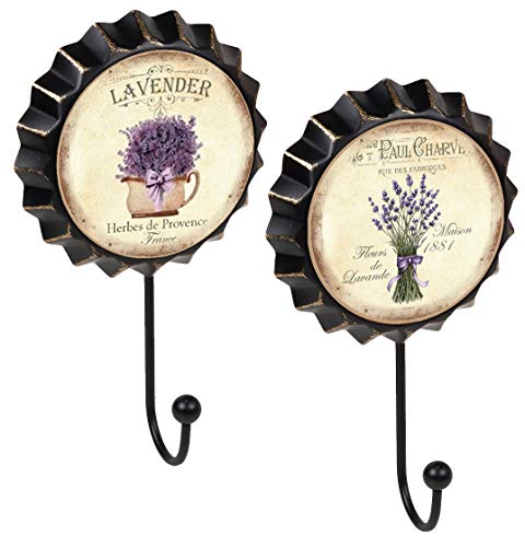 Lashuma Juego de 2 ganchos grandes para colgar en la pared, de metal, (19 x 11 cm), diseño retro, para abrigos, toallas