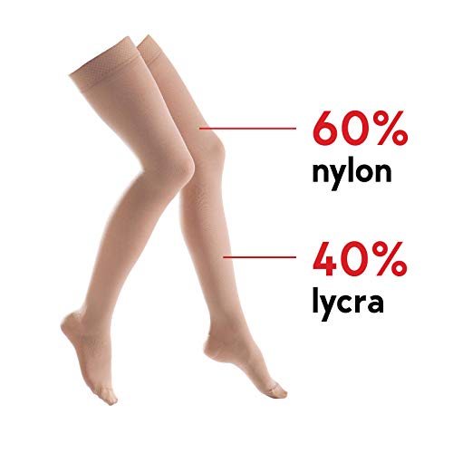 Lauma Medical, Medias de Compresión de 23-32 mmHg con Borde de Silicona Para Hombres y Mujeres, Calcetín Alto, con Puntera Cerrada, Clase 2.