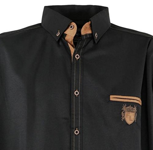 Lavecchia Camisa de Hombre de Moda Tallas Grandes Negro, tamaño:4XL