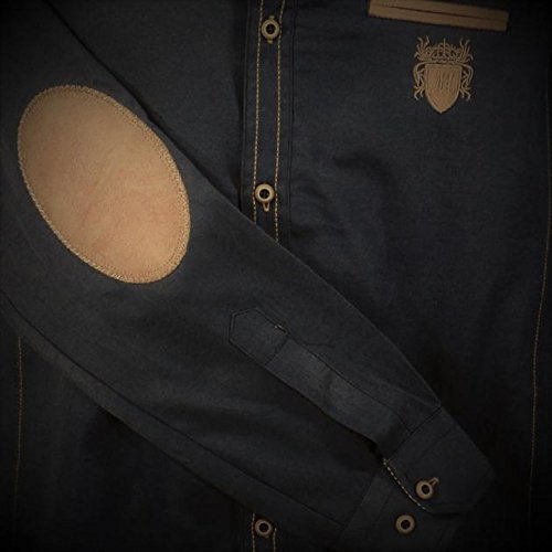 Lavecchia Camisa de Hombre de Moda Tallas Grandes Negro, tamaño:4XL