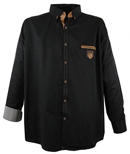 Lavecchia Camisa de Hombre de Moda Tallas Grandes Negro, tamaño:4XL