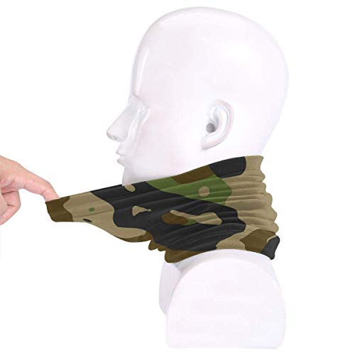 Lawenp Cubierta bucal Microfibra Calentador de cuello Patrón de camuflaje verde y negro Moda militar Pasamontañas Cubierta facial