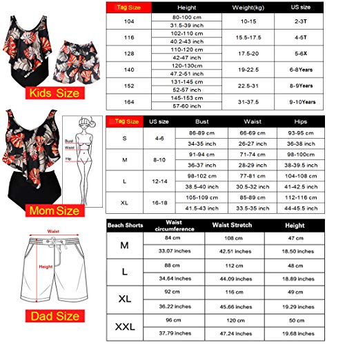 Lazeny Madre e Hija Traje de Baño Mujer Niña Bikini Familia Talle Alto Bañadores con Diadema, Ropa de Playa de Verano Padre e Hijo Bañador de Natación (Hoja 2,Women Small)