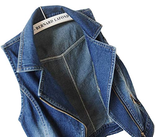 Lazutom Chaleco de mezclilla sin mangas para mujer con botones