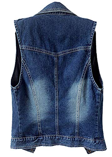 Lazutom Chaleco de mezclilla sin mangas para mujer con botones
