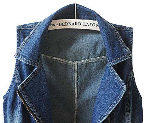 Lazutom Chaleco de mezclilla sin mangas para mujer con botones