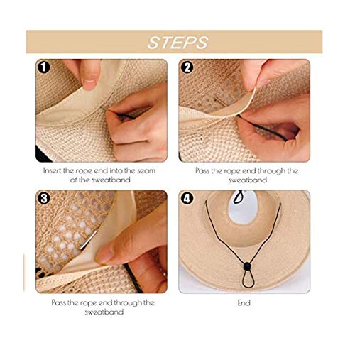 Lazzon Mujer Sombrero Sol de Paja Verano Playa Pamelas Raffia Protección ala Ancha UV Gorro Plegable con Bowknot