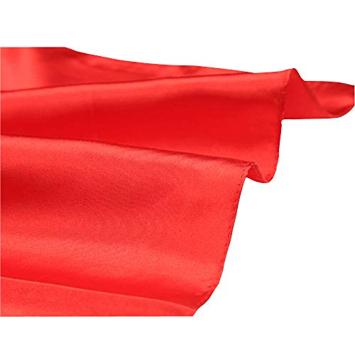 LD Bufanda Mujer Cuadrado 100% Satén de Seda Pañuelos Cuello M 53 * 53cm,rojo