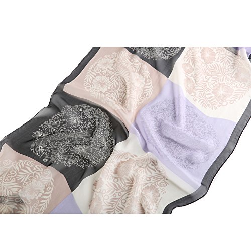 LDCSA Pañuelo Seda Mujer Cuello Bufanda Mantón Elegante Regalo de Mujer 175 X 65cm(Blanco negro)