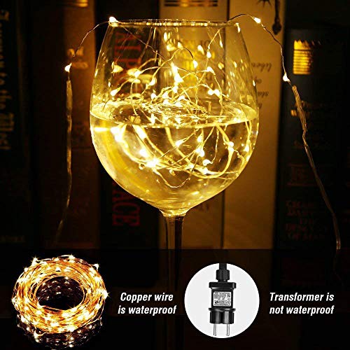 LE Guirnalda de luces LED 22m 200 LED Blanco cálido Alambre de cobre impermeable, Decoración de fiestas, Guirnalda de luces de Navidad