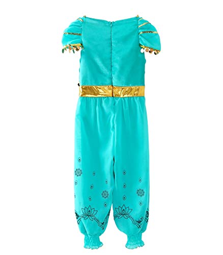 Le SSara Chicas Princesa Jasmine Vestir Disfraces Halloween Arabian Fiesta Vestido (140, D55-Green)