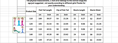 Le SSara Sea-Maid Trajes de baño Sirena Concha Traje de baño 3pcs Bikini Las niñas Establece (130,Pink+Green)