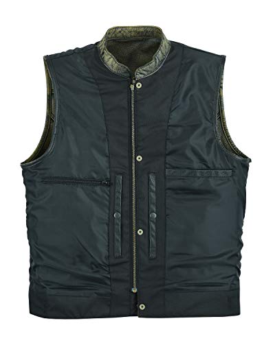 Leatherick Chaleco de motociclista de grano superior para hombre marrón envejecido con botones abiertos para montar y corte de moda de estilo chaleco, estilo SOA