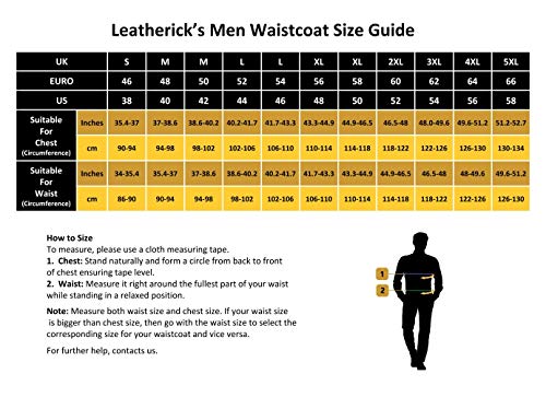 Leatherick SOA Chaleco de Motociclista de Cuero Genuino para Hombre para Montar y Corte de Moda de Estilo Chaleco, con Bolsillos Profundos (2XL - EUR60)