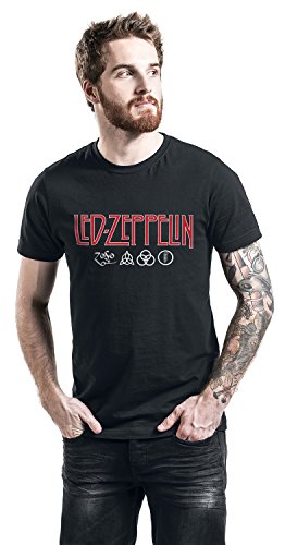 Led Zeppelin Logo & Símbolos Camiseta Negro L