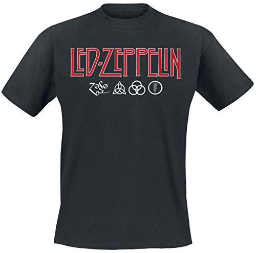 Led Zeppelin Logo & Símbolos Camiseta Negro L