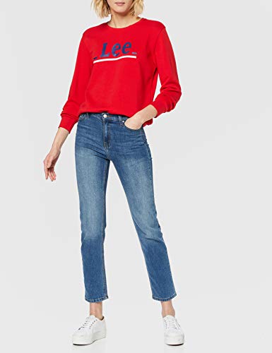 Lee Crew Logo Lines Sudadera, Rojo (Bright Red EF), X-Small para Mujer