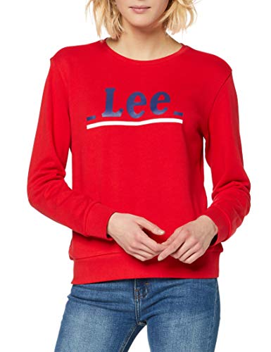 Lee Crew Logo Lines Sudadera, Rojo (Bright Red EF), X-Small para Mujer