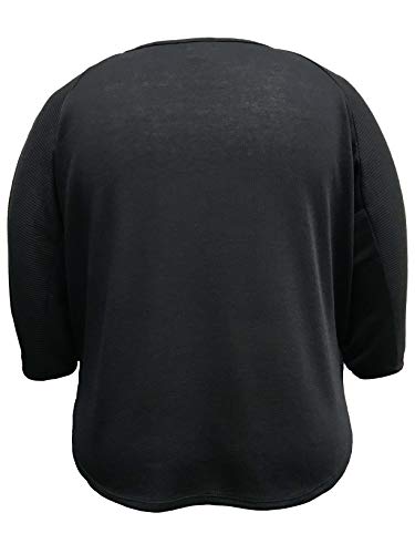 LEEBE Mujer Talla Grandes - Suéter con Mangas Dolman Acanalada (1XL-5XL) (2XL (50-52), Negro)