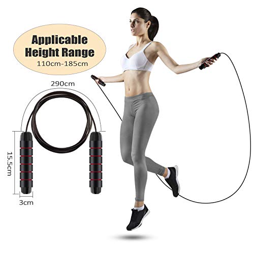 Leenou Cuerda para Saltar, 2 Piezas Cuerda de Salto Ajustable con Mango Rodamientos de Bolas Comba Antideslizante Profesional Rope para Fitness y Entrenamiento Adecuada para Niños y Adultos