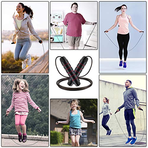 Leenou Cuerda para Saltar, 2 Piezas Cuerda de Salto Ajustable con Mango Rodamientos de Bolas Comba Antideslizante Profesional Rope para Fitness y Entrenamiento Adecuada para Niños y Adultos