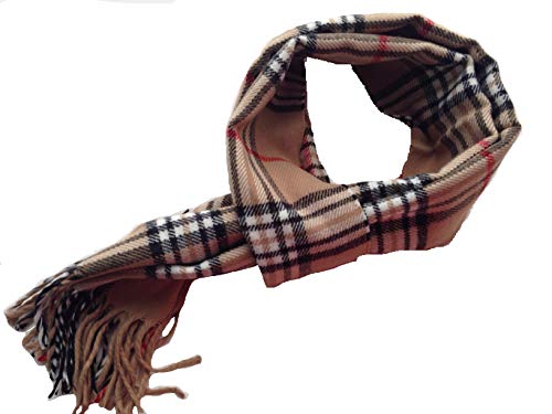 LEGADO Bufanda cuadro escoces suave bufanda de poliester estilo de cuadro de invierno bufanda caliente para los hombres y los niños de color facilmente combinable. (BEIGE)