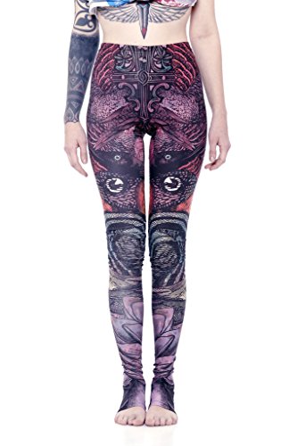 Leggings Estampados Wingorama - Leggins etnicos de Cintura Alta con alas de Colores, Ropa Alternativa de Mujer - Talla M