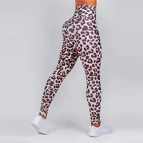 Leggins Mujer Push Up Pantalones de Fitness Mallas Yoga Pantalones estampados leopardos aptitud altas polainas de la cintura control del estómago de la mujer pantalones largos activos y atléticos mall