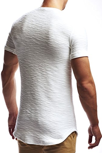 Leif Nelson Camiseta para Hombre con Cuello Redondo LN-6324 Color Crudo Large