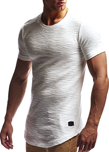 Leif Nelson Camiseta para Hombre con Cuello Redondo LN-6324 Color Crudo Large