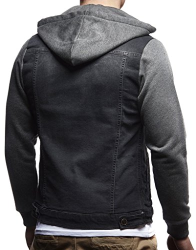 Leif Nelson Chaqueta con Capucha Chaqueta de Mezclilla de los Hombres LN-5615 Antracita Small