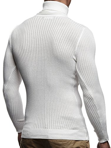 Leif Nelson suéter de Jersey de Punto Fino de Cuello Alto de Punto de los Hombres LN-1670 Color Crudo Large