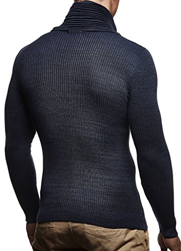 Leif Nelson suéter de Punto Fino Chal Collar de los Hombres LN-1535 Azul Medium