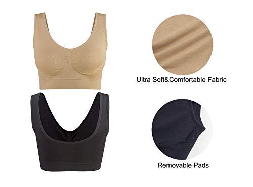 Lemef Sujetador Deportiva sin Costuras Sostén sin Aros con Almohadillas Extraíbles para Mujeres (3 Paquetes)