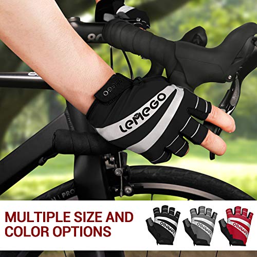 LEMEGO Guantes Bicicleta Montaña Verano Guantes de Ciclismo Hombre Mujer Medio Dedo para MTB Bicicleta de Carretera Moto Bici Gym Fitness Acolchado Antideslizante Transpirable Reflectante