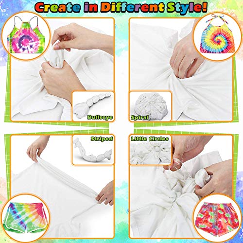 lenbest 20 Colores Tie Dye DIY Kit, 120 Ml Tinta Teñido Anudado para Teñir Telas, Kit de Pintura Textil de Tela de Ropa de Moda DIY, Anudado de Artes Creativas y Artesanías Produtos para Adulto y Niño