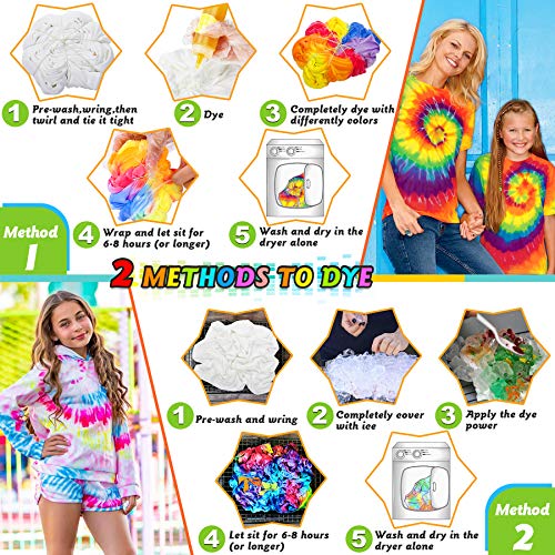 lenbest 20 Colores Tie Dye DIY Kit, 120 Ml Tinta Teñido Anudado para Teñir Telas, Kit de Pintura Textil de Tela de Ropa de Moda DIY, Anudado de Artes Creativas y Artesanías Produtos para Adulto y Niño