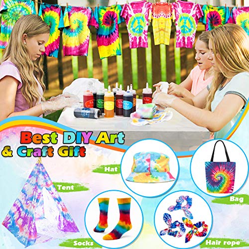 lenbest 20 Colores Tie Dye DIY Kit, 120 Ml Tinta Teñido Anudado para Teñir Telas, Kit de Pintura Textil de Tela de Ropa de Moda DIY, Anudado de Artes Creativas y Artesanías Produtos para Adulto y Niño