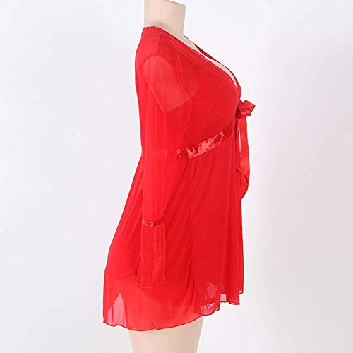 Lencería De Damas Kimono Hilo Encaje Pulsera Camisón Bastante Señuelo Pijama De Tres Piezas Pijama Camisa De Dormir Camisón (Color : Colour, Size : 3XL)
