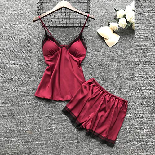 Lencería de Encaje Mujer Set Vestido de Seda Babydoll Ropa de Dormir Camisón 4 Conjuntos de Pijamas de Seda Sexy Todo el año Bata de baño Seda Artificial
