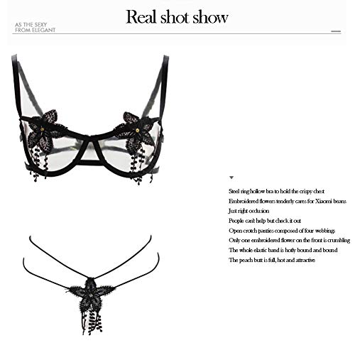 LenceríA Sexy, Conjunto De Ropa Interior De Encaje Sexy para Mujer, Conjunto De Sujetador Y Bragas Transparentes para Pijamas íNtimos De Ropa Interior Seductora Vendaje