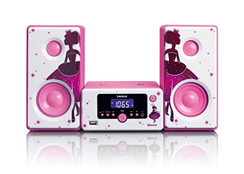 Lenco MC-020 Home Audio Mini System 10W Rosa, Blanco - Microcadena (Home Audio Mini System, Rosa, Blanco, Imagen, 10 W, FM,PLL, Azul)