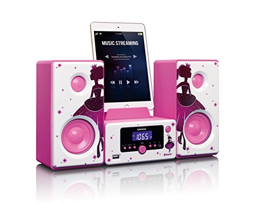 Lenco MC-020 Home Audio Mini System 10W Rosa, Blanco - Microcadena (Home Audio Mini System, Rosa, Blanco, Imagen, 10 W, FM,PLL, Azul)