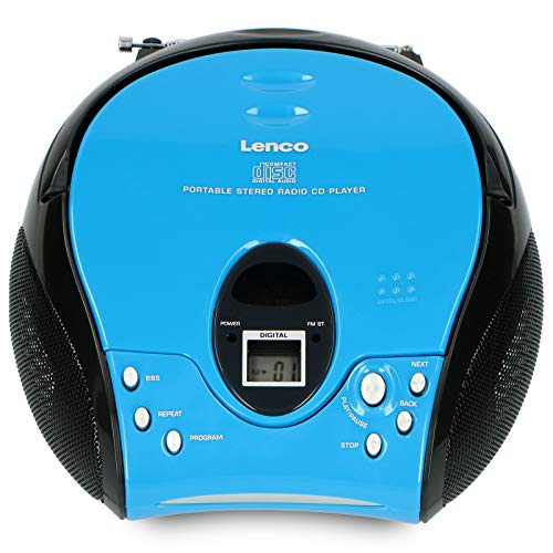Lenco SCD-24 - Radio FM estéreo (reproductor de CD y antena telescópica) azul y negro