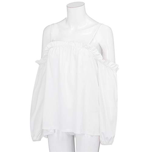 Lenfesh Camisas de Manga Larga Solid Camisetas Manga Larga para Mujer Tops Sueltos T-Shirt Blusa Primavera Hombro Descubierto